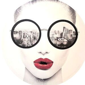 At Home, City Reflection Round Canvas Wall Decor